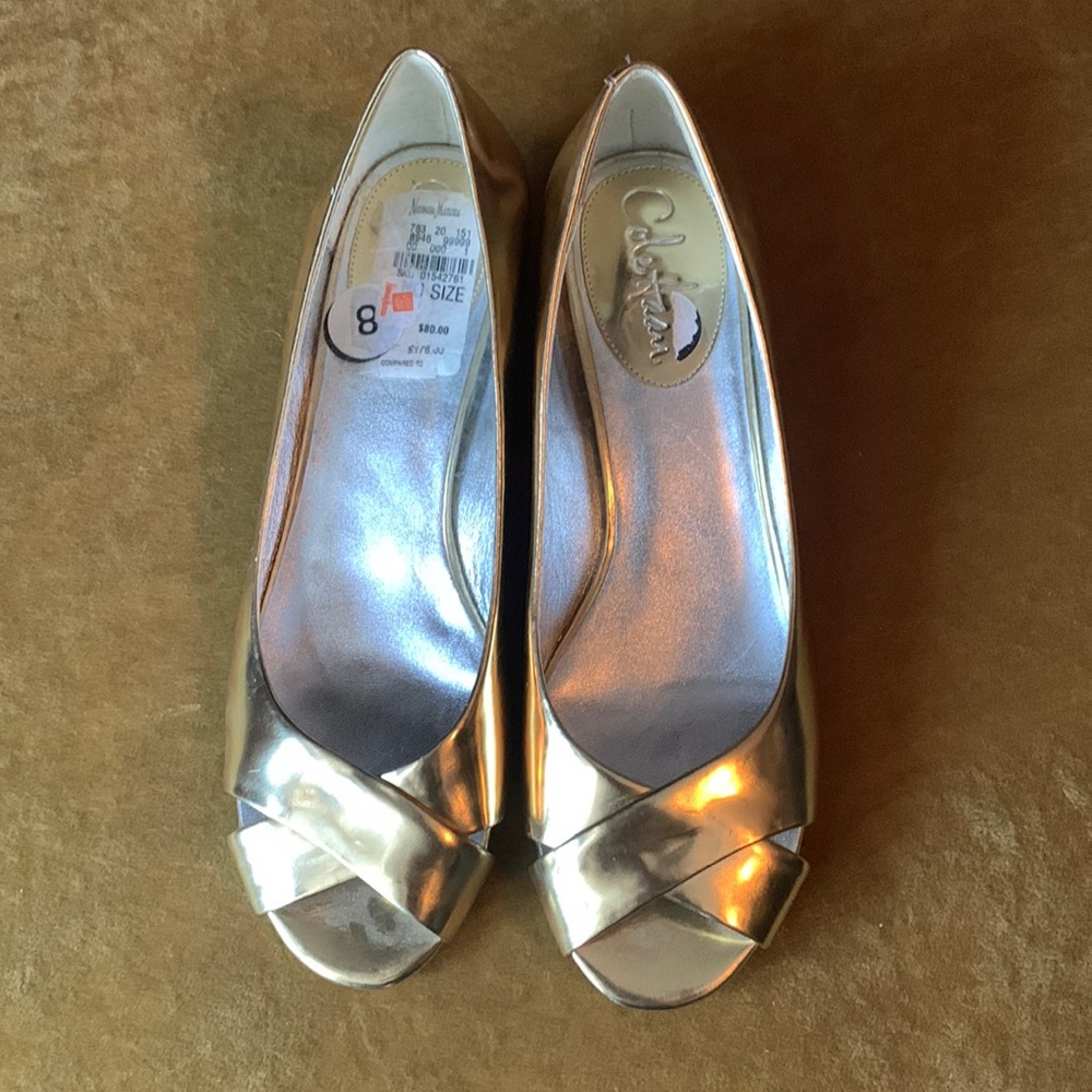 Gold Cole Haan Wedge Shoe